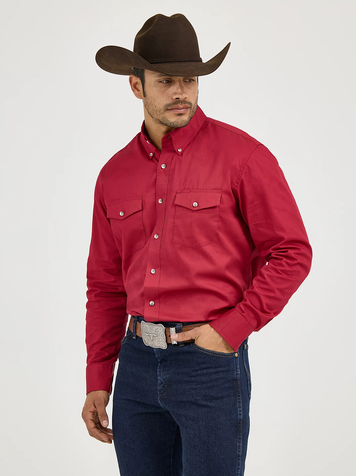 Painted Desert&reg; Long Sleeve Button Down Lightweight Solid Twill Shirt
