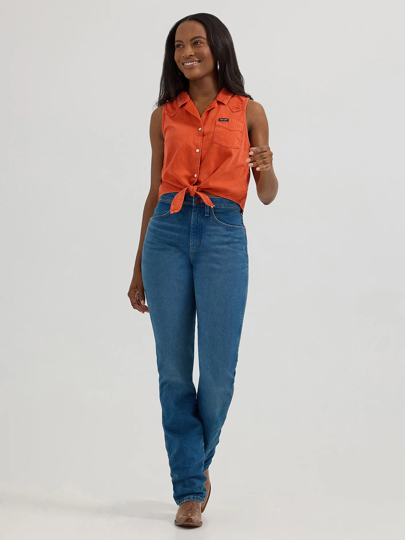 Women's Sleeveless Tie Front Camp Shirt 2 Women's Sleeveless Tie Front Camp Shirt